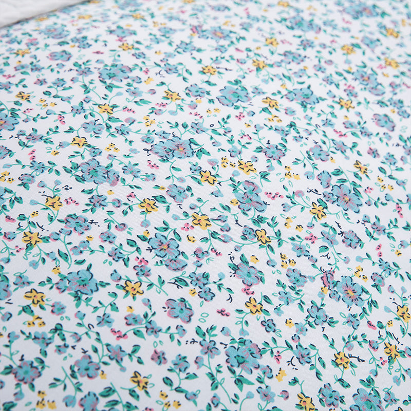 Ditsy Floral Pattern Blue Soft Cotton Duvet Cover Set