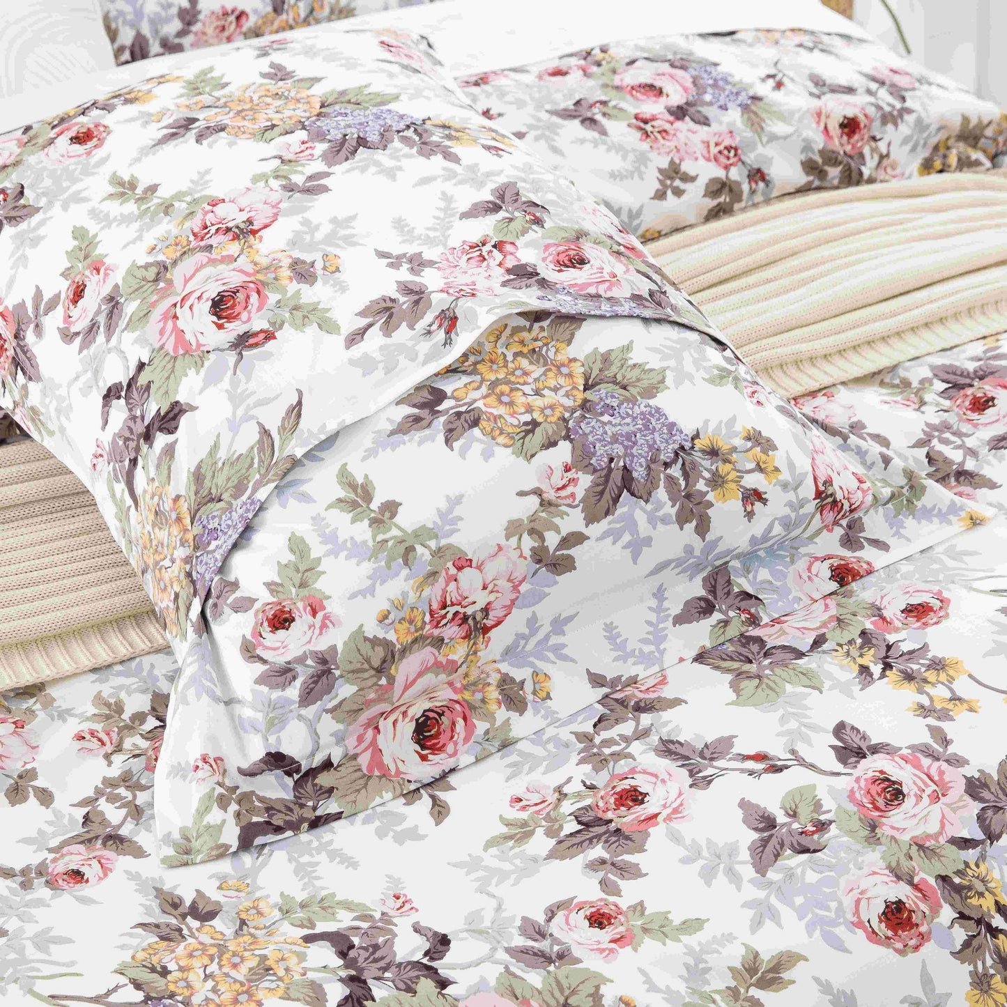 Country Rustic Rose Soft Cotton Duvet Cover Set