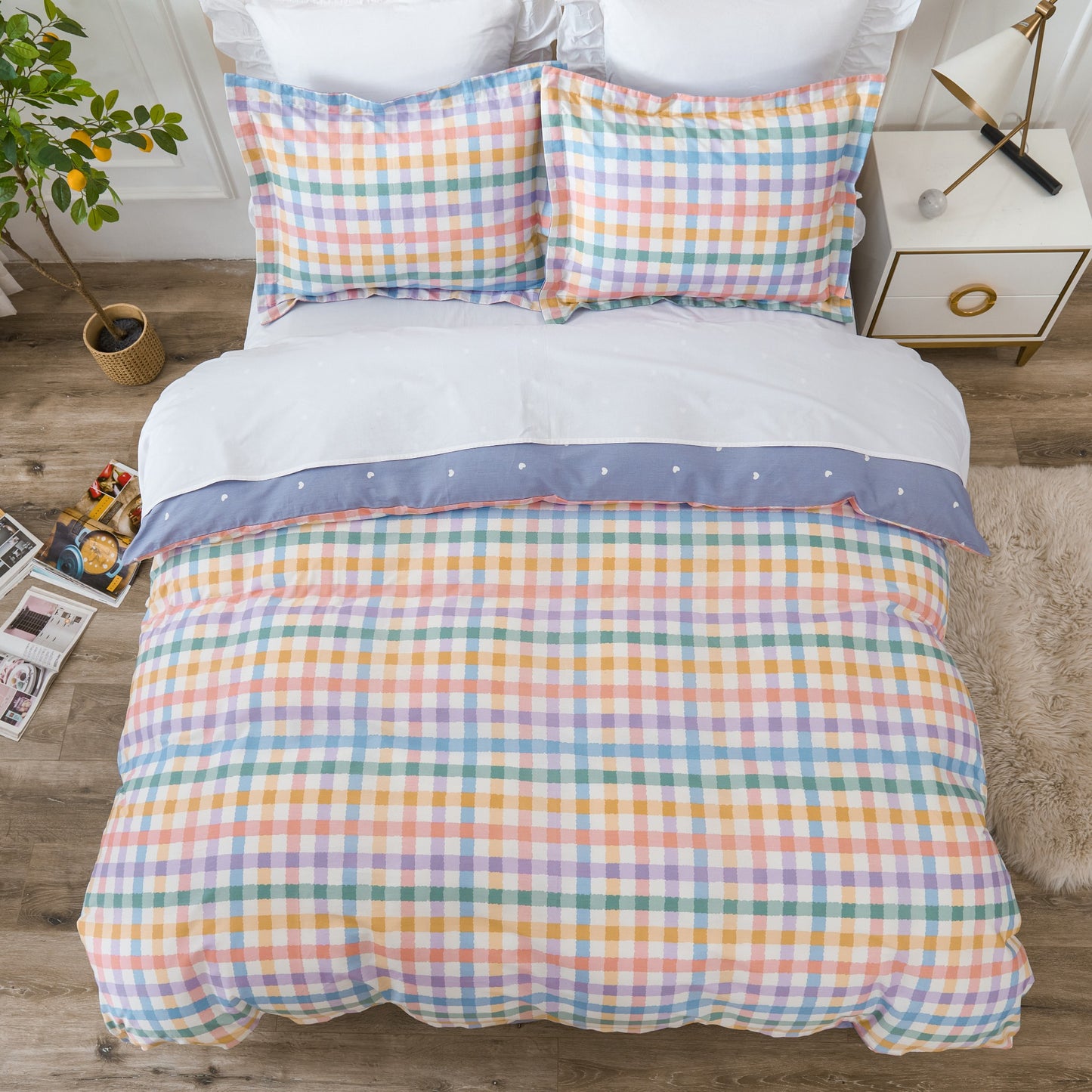 Rainbow Check Duvet Cover & Sham