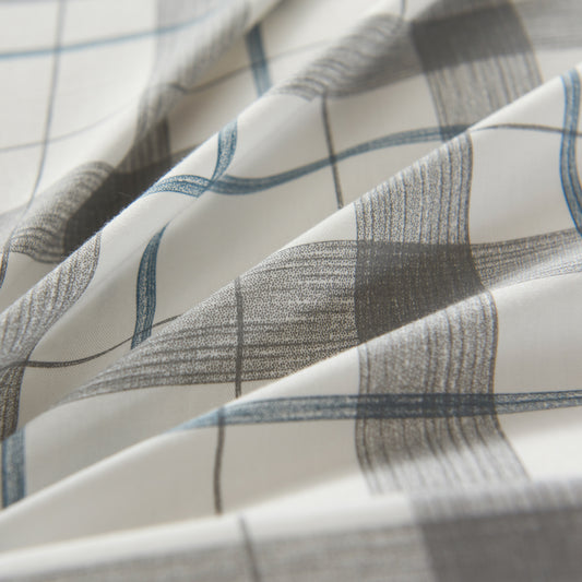 Gray Checkered Soft Cotton Duvet Cover & Sham