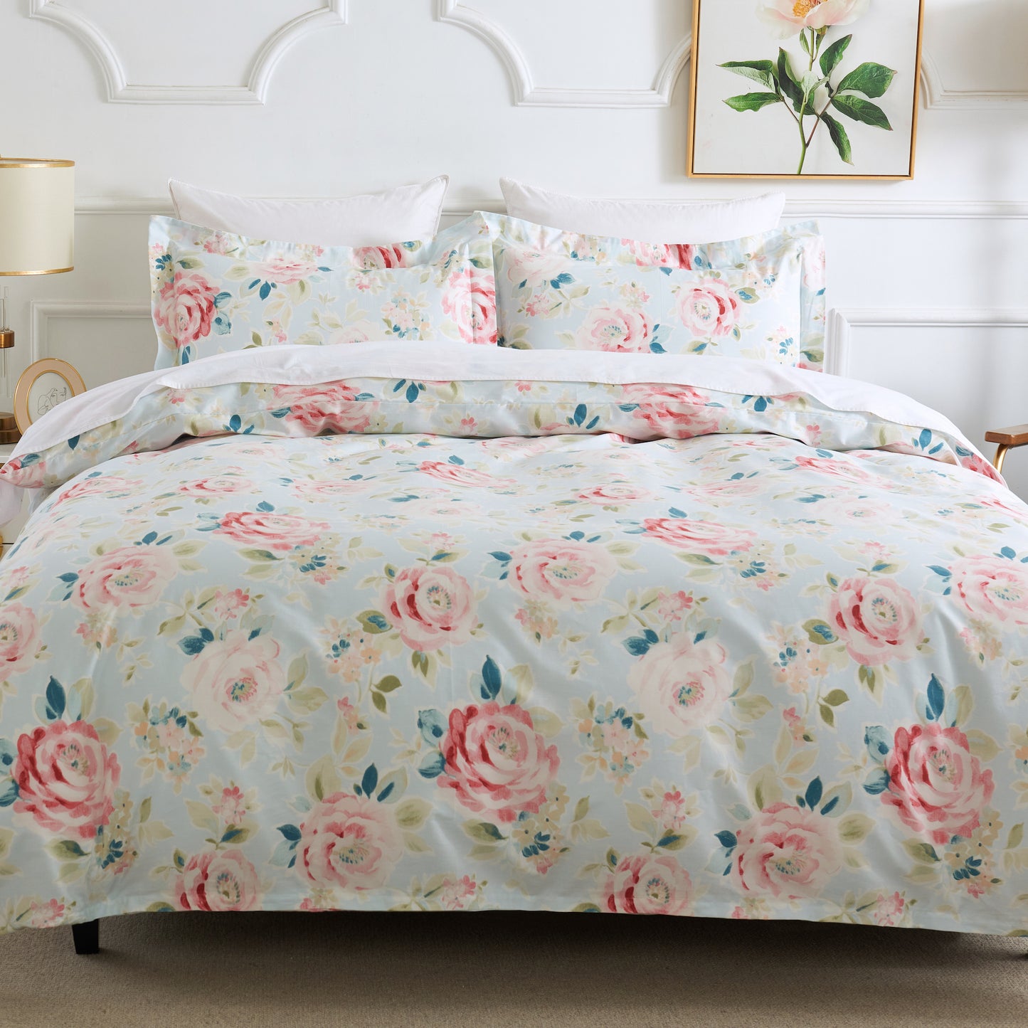 Rose Garden Soft Cotton Duvet Cover & Sham
