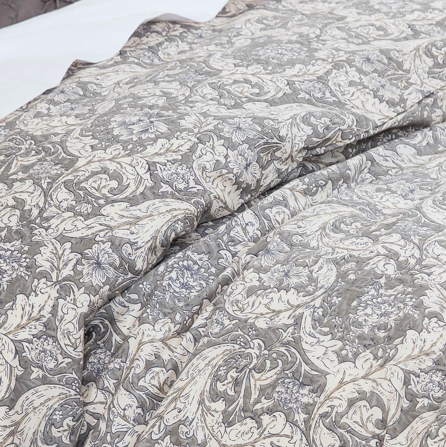 Gray Paisley Soft Cotton Duvet Cover Set