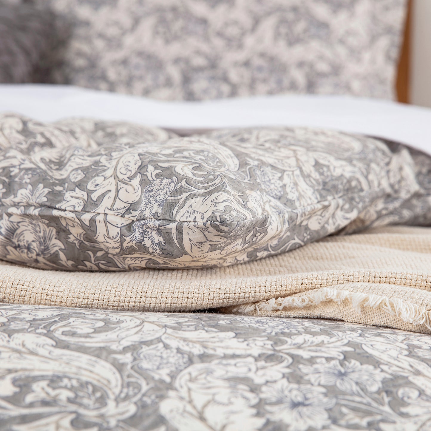 Gray Paisley Soft Cotton Duvet Cover Set