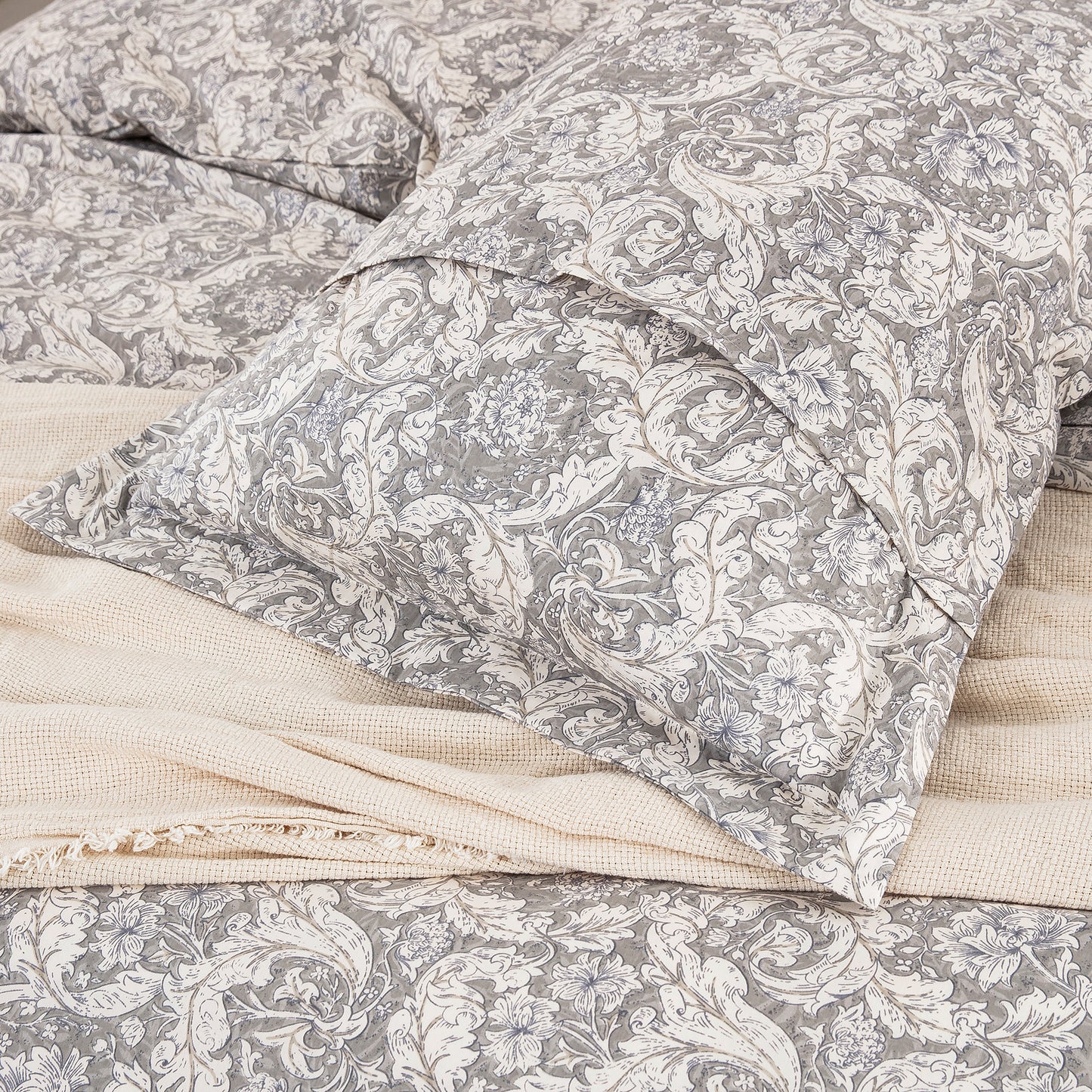 Gray Paisley Soft Cotton Duvet Cover Set