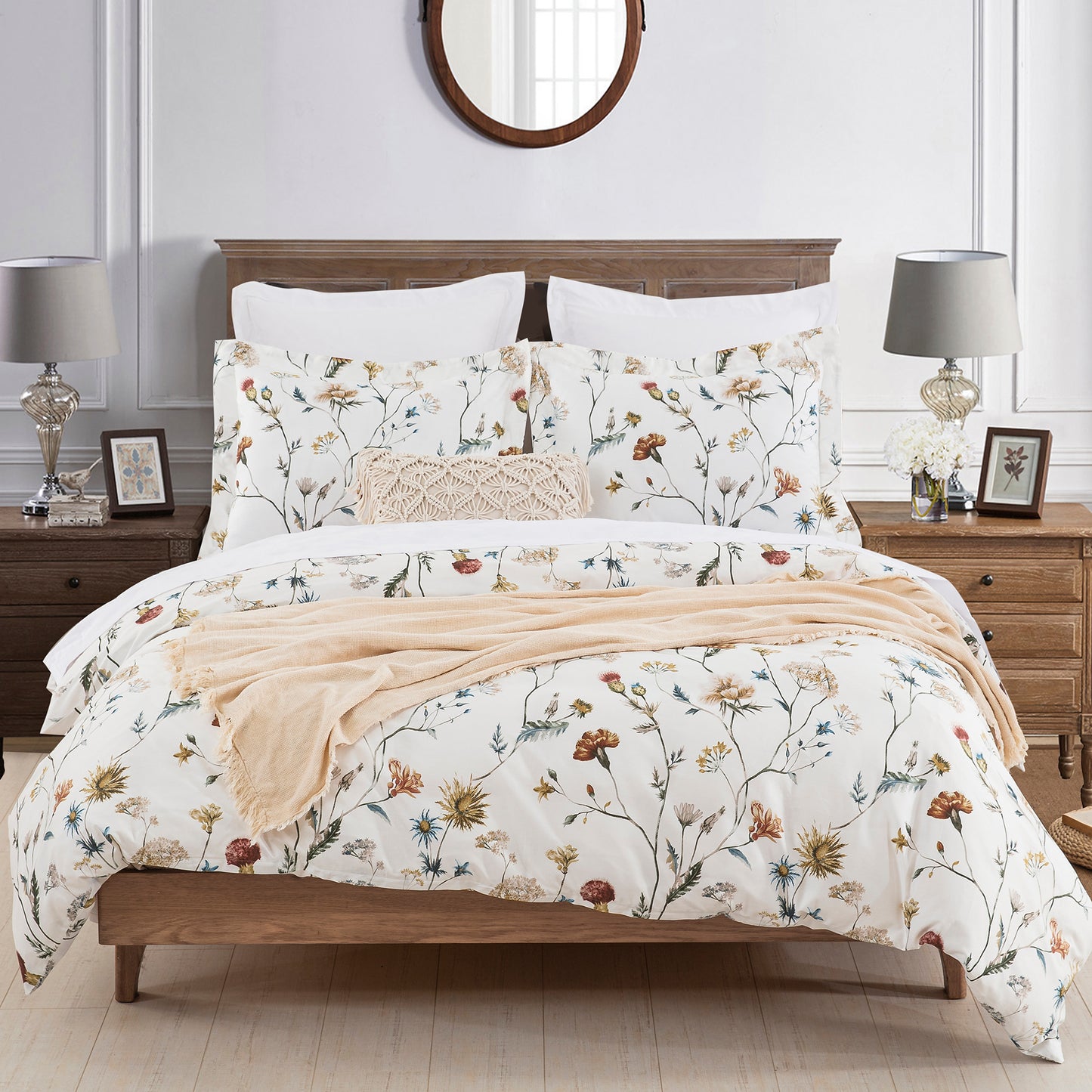 Multiple Color Floral Garden Soft Cotton Duvet Cover Set