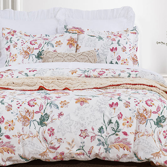 Elegant Botanic Floral Soft Cotton Duvet Cover Set