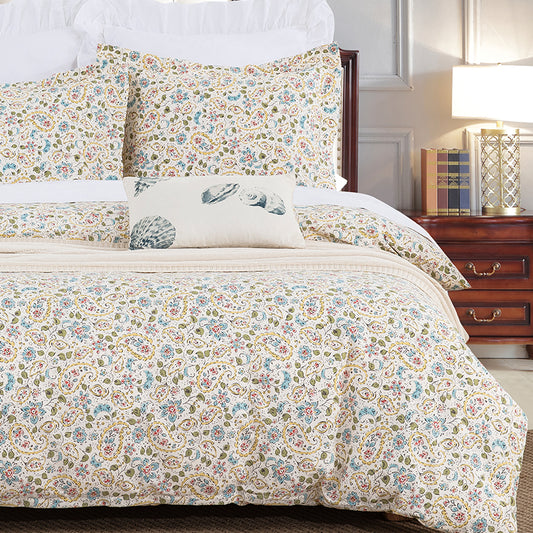 Hand-drawn Paisley Soft Cotton Duvet Cover Set