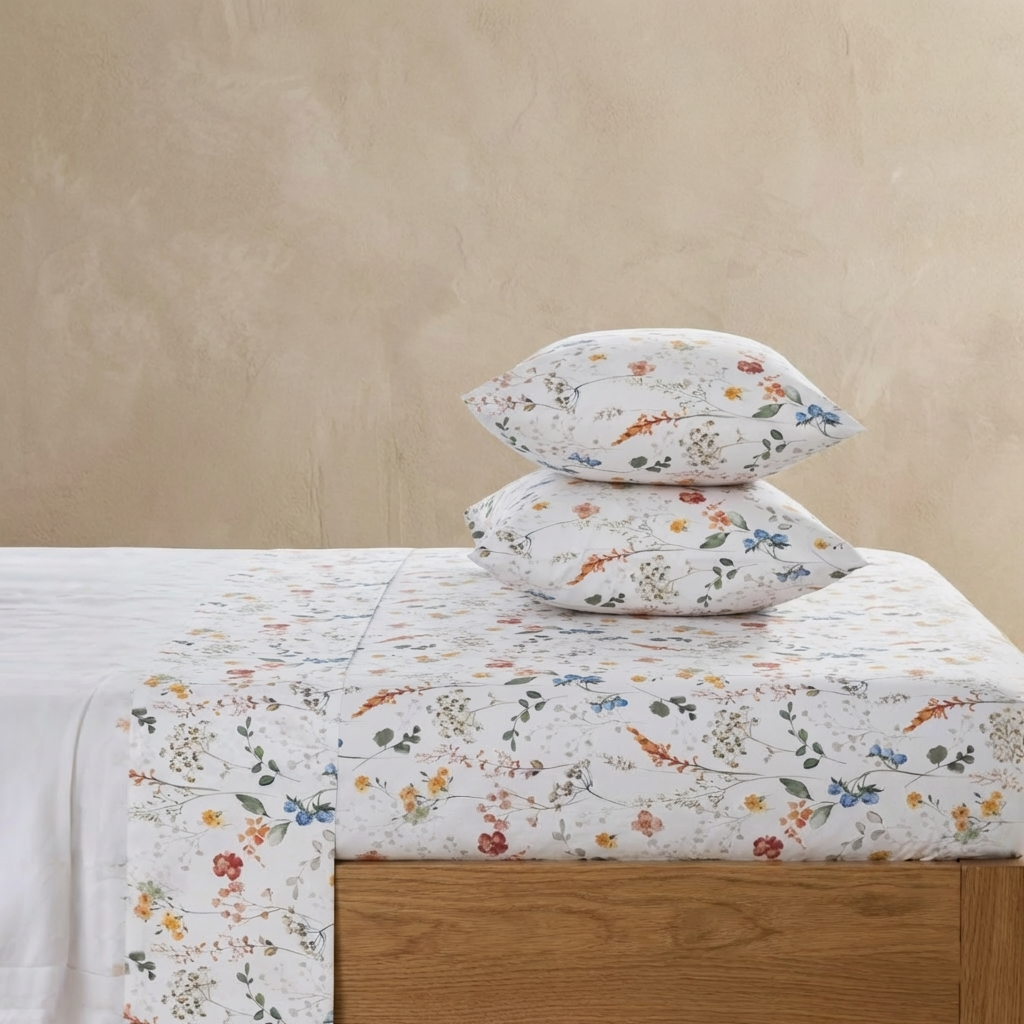 Watercolor Botanical 100% Cotton Sheet Set - Multi