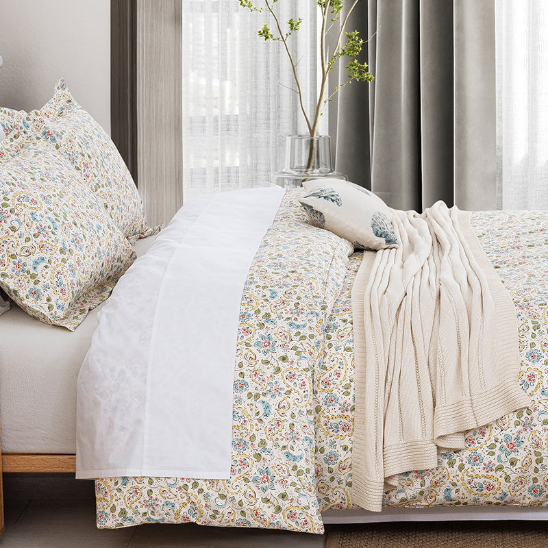 Hand-drawn Paisley Soft Cotton Duvet Cover Set