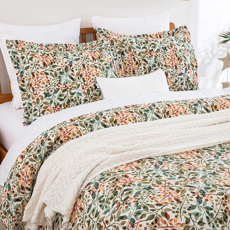 Autumn Botanic Soft Cotton Duvet Cover Set