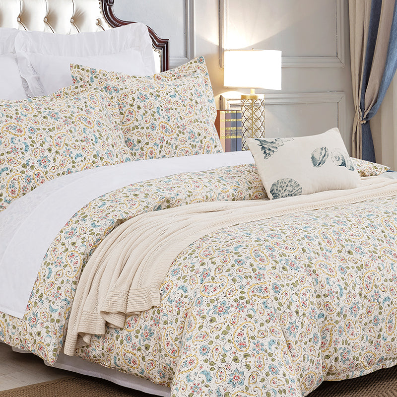 Hand-drawn Paisley Soft Cotton Duvet Cover Set