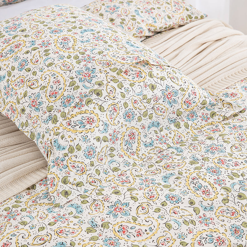 Hand-drawn Paisley Soft Cotton Duvet Cover Set