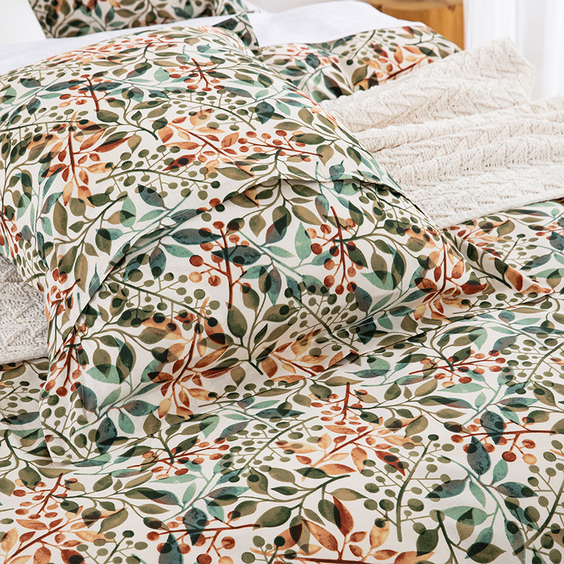 Autumn Botanic Soft Cotton Duvet Cover Set
