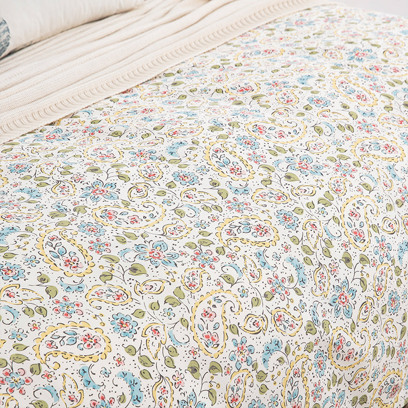 Hand-drawn Paisley Soft Cotton Duvet Cover Set