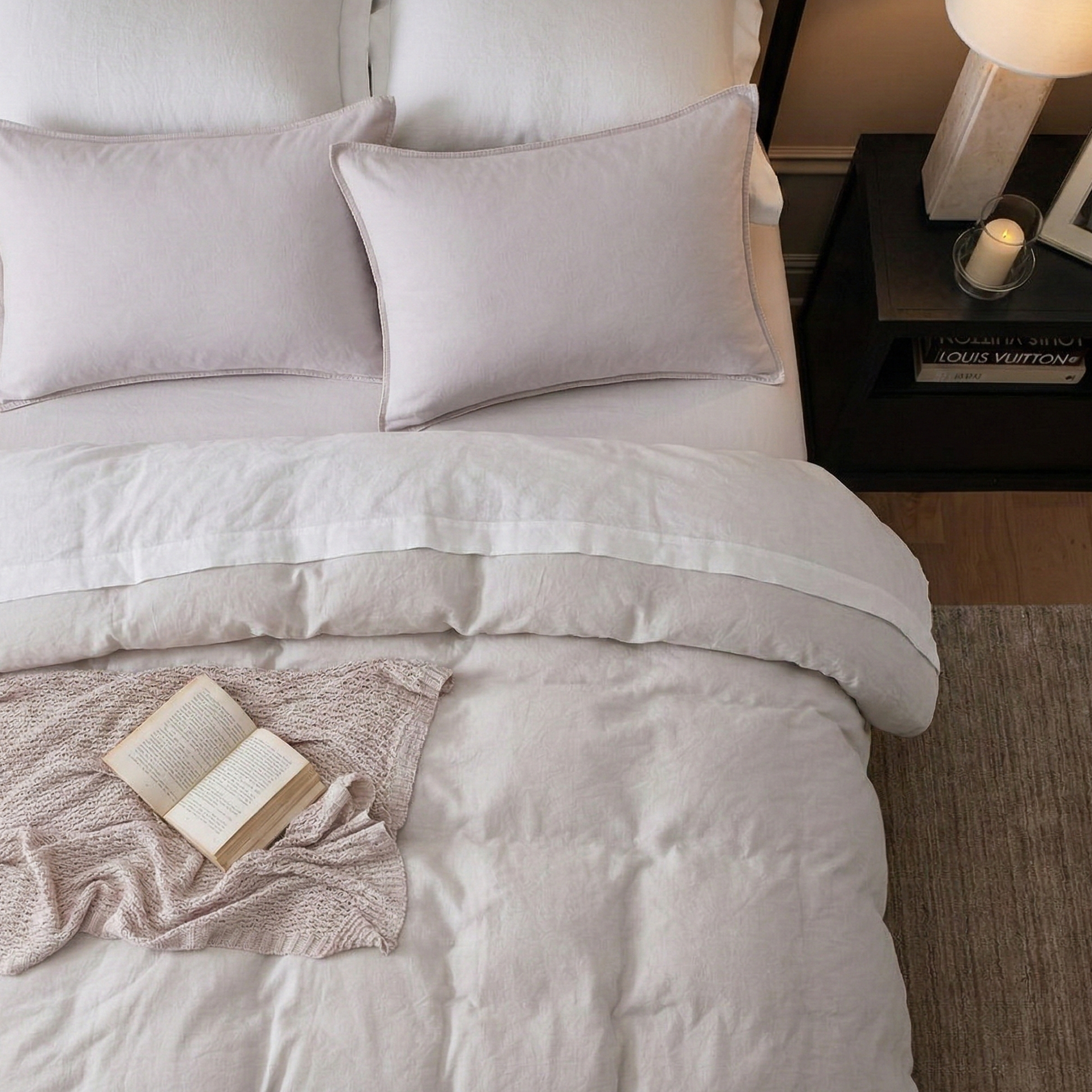 Dove Grey Linen Cotton Blend Duvet Cover Set