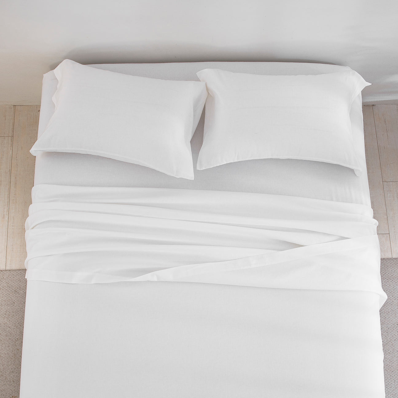 Crisp White Linen Cotton Blend Sheet Set
