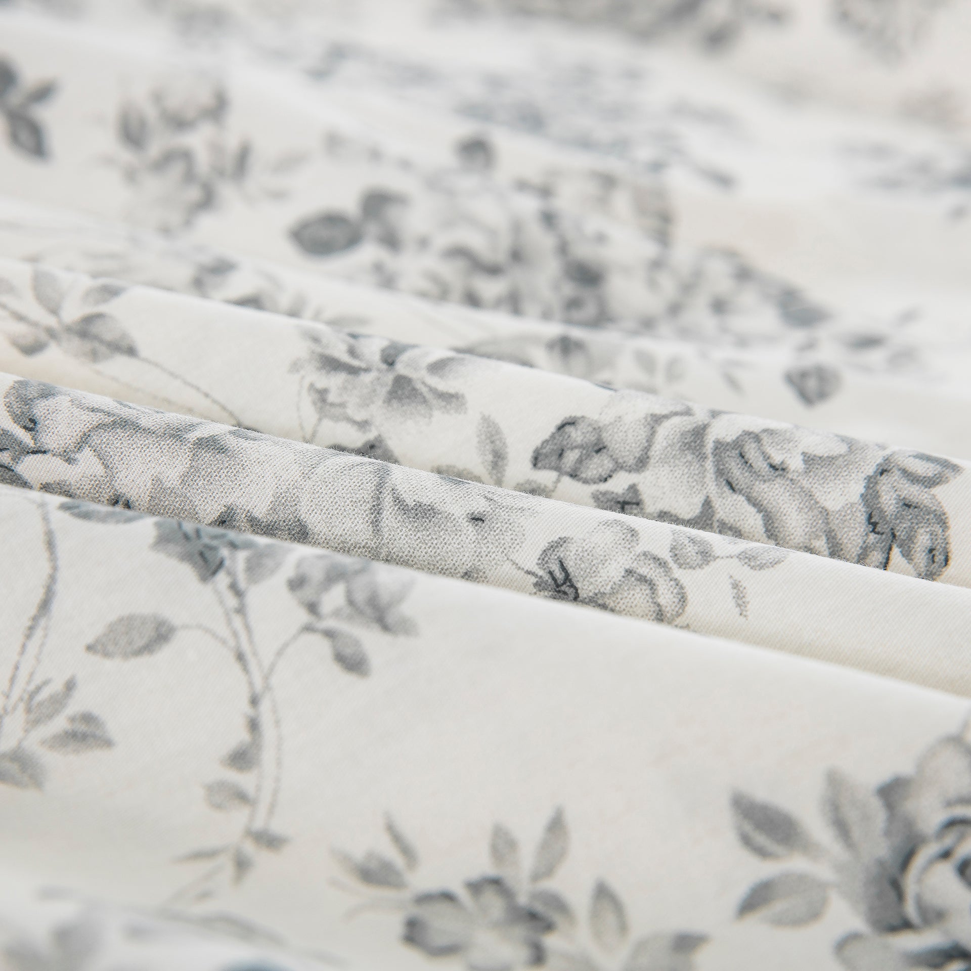 Vintage Gray Rose Floral 100% Cotton Duvet Cover Set