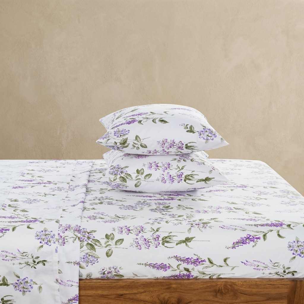 Romantic Lilac Botanical 100% Cotton Sheet Set