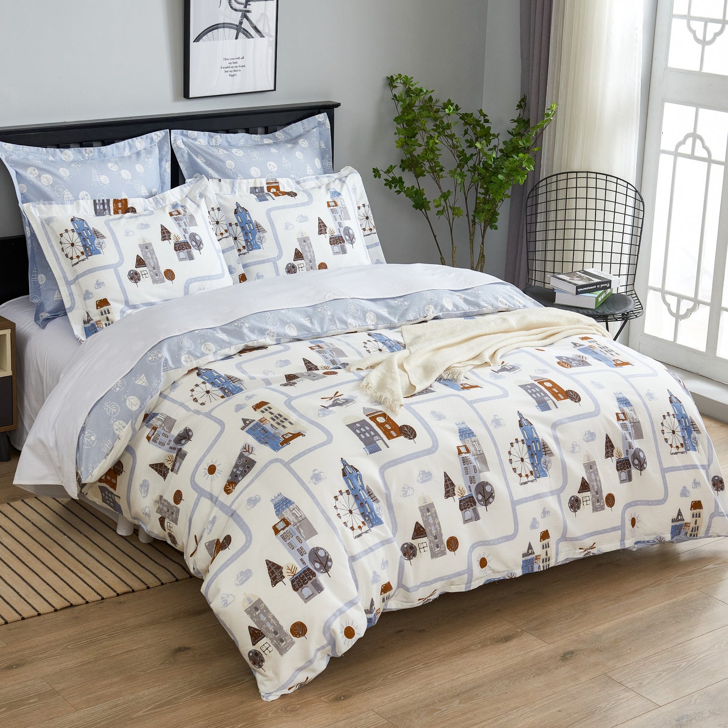 Road Map Landscape Duvet Cover & Sham