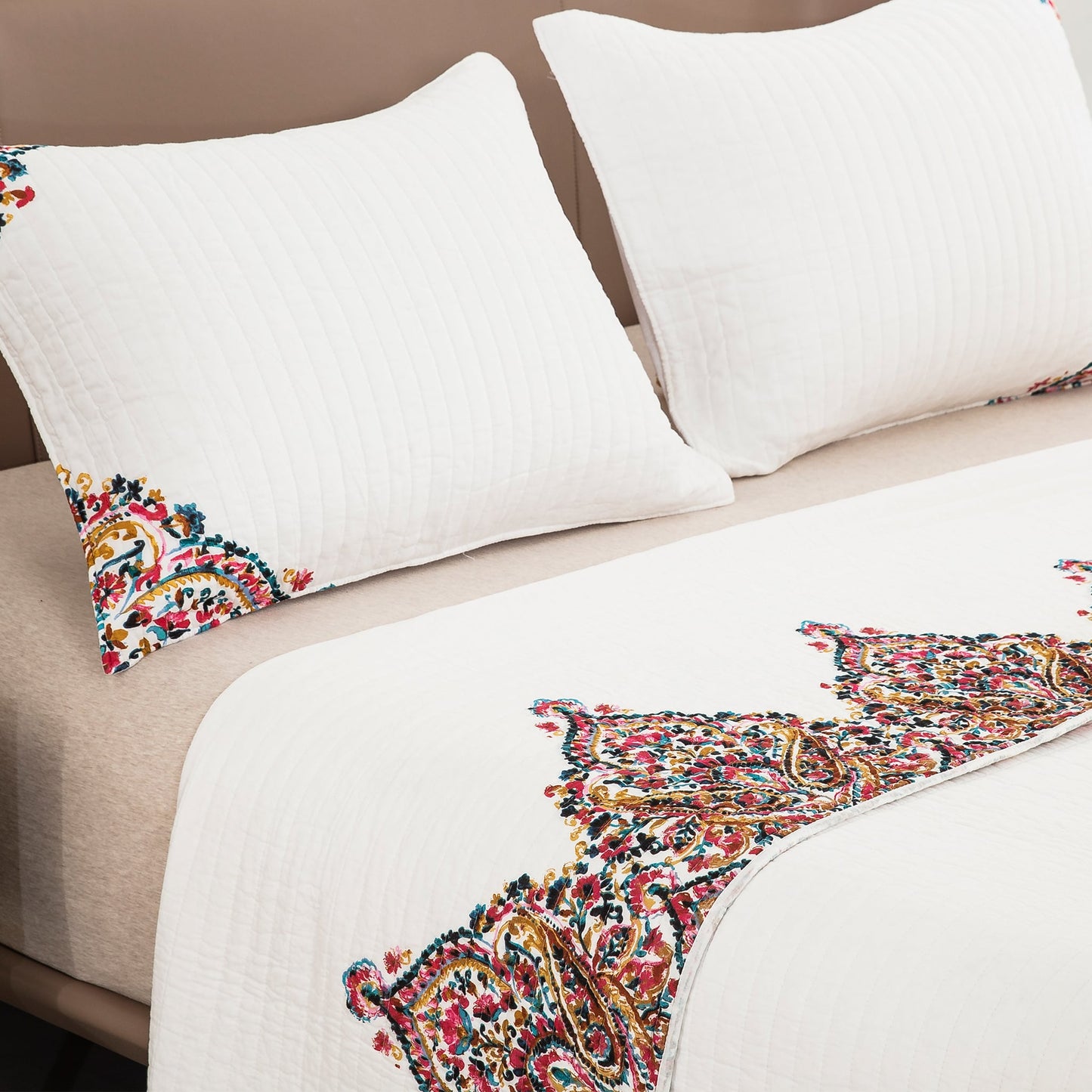 Cotton Quilt Set Queen Size,Bed Coverlet Reversible Bedspread (Crown)