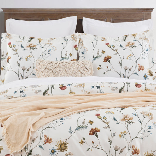 Multiple Color Floral Garden Soft Cotton Duvet Cover Set